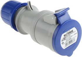 Фото 1/5 313.3243, IP44 Blue Cable Mount 2P + E Industrial Power Socket, Rated At 32A, 230 V