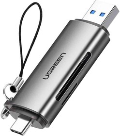 Фото 1/10 Картридер UGREEN USB-C + USB-A 3.0 для карт памяти TF/SD (50706)