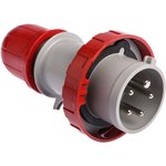 218.1637, IP66, IP67 Red Cable Mount 3P + N + E Industrial Power Plug ...
