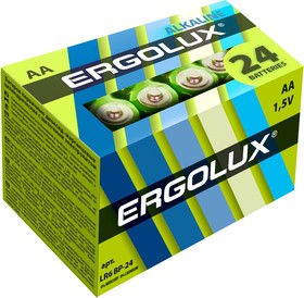 Ergolux Alkaline BP24 LR6 (LR6 BP-24, пальчиковая батарейка АА 1.5В)