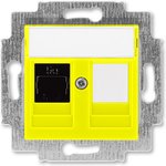 ABB EPJ Levit жёлтый / дымчатый чёрный Розетка компьютерная RJ45 кат,5e+заглуш, ...