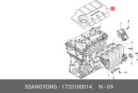 1720100014, Крышка двигателя SSANGYONG Actyon (12-) (G20D) декоративная OE