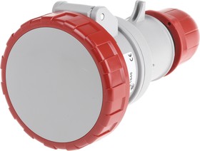 Фото 1/4 318.1646, IP66, IP67 Red Cable Mount 3P + E Industrial Power Socket, Rated At 16A, 415 V