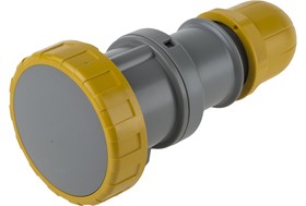 Фото 1/4 318.1640, IP66, IP67 Yellow Cable Mount 2P + E Industrial Power Socket, Rated At 16A, 110 V