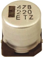 10TZV220M6.3X8, 220µF Aluminium Electrolytic Capacitor 10V dc, Surface Mount - 10TZV220M6.3X8