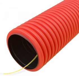 Труба гофрированная двустенная ПНД гибкая тип 450 (SN26) с/з красная д50 (50м/уп) (муфта, 2 кольца) | PR15.0113 | Промрукав
