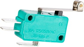 MSW-03, Микропереключатель с роликом 25мм ON-(ON) (10A 125/250VAC) SPDT 3P (B180B)