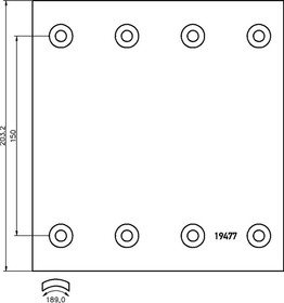 Фото 1/2 1947706, Накладка тормозной колодки SAF (420x203) стандарт 64 отв. 8x15 / 93251 (8шт.) TEXTAR