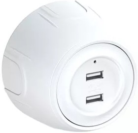 7700896, Розетка USB двойная Rotondo, с подсветкой, цвет белый