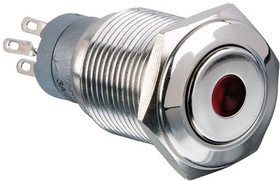 Фото 1/2 MP0045/1D2RD012S, Illuminated Push Button Switch, Momentary, Panel Mount, 16.2mm Cutout, DPDT, Red LED, 250V ac