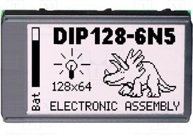 Фото 1/3 EA DIP128J-6N5LW, Дисплей: LCD; графический; 128x64; STN Positive; белый; 75x45,8мм