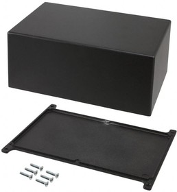 CU-5347-B, Enclosures, Boxes, & Cases Econobox Diecast Aluminum Box, Bracket and Cover Black (7.4 X 4.7 X 3.2 In)