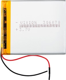 Фото 1/4 Аккумулятор универсальный Vixion 3x60x70 мм 3.8V 1600mAh Li-Pol (2 Pin)