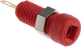 Red Female Banana Socket, 2mm Connector, Solder Termination, 6A, 60V dc, Gold, Nickel