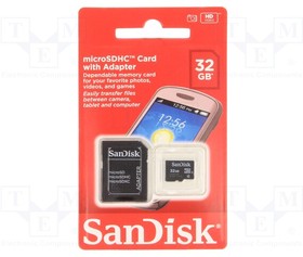 SDSDQM-032G-B35A, Карта памяти, SO HC micro, 32GБ, Class 4, адаптер SD, SanDisk | купить в розницу и оптом