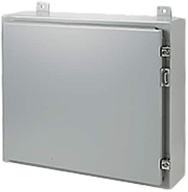 A161608LP, Continuous Hinge Enclosure with Clamps LP Type 12, 16x16x8, Gray, Mild Steel