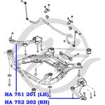 HA752202, Рычаг передней подвески правый