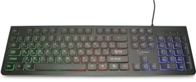 Фото 1/10 Клавиатура проводная игровая Gembird KB-250L, мембранная, 104 клавиш, подсветка Rainbow, мультимедиа, кабель 1.5м, черная