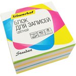 Блок для записей бумажный Silwerhof Стандарт, 701029, 90х90х45, 5 цв, ассорти