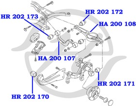 Фото 1/2 HR202170, Сайлентблок продольного рычага задней подвески, передний
