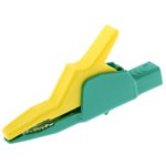 972405188, Crocodile Clip 4 mm Connection, Brass Contact, 32A, Green, Yellow