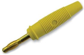 Фото 1/2 972518703, Yellow Male Banana Plug, 4 mm Connector, Solder Termination, 32A, 30 V ac, 60V dc, Gold