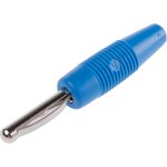 930046102, Blue Male Banana Plug - Screw, 30 V ac, 60 V dc