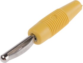 Фото 1/2 930046103, Yellow Male Banana Plug - Screw, 30 V ac, 60 V dc