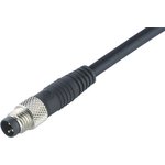 79 3381 42 04, Sensor Cable, M8 Plug - Bare End, 4 Conductors, 2m, IP67, Black / Grey