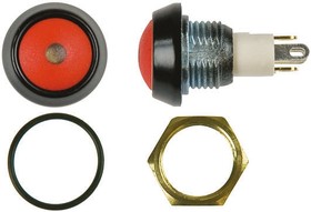 59-412R, 59 Series Illuminated Miniature Push Button Switch, Momentary, Panel Mount, 13.65mm Cutout, SPST, Red LED