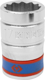 433017M, KING TONY Головка торцевая стандартная двенадцатигранная 1/2", 17 мм