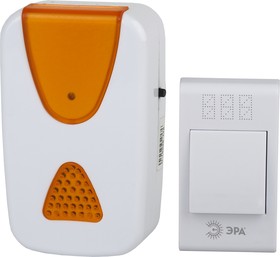 Фото 1/4 Звонок дверной ЭРА A02 беспроводной аналоговый белый с оранжевым 32 мелодии Б0019874