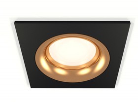 Фото 1/2 Ambrella Комплект встраиваемого светильника XC7632005 SBK/PYG черный песок/золото желтое полированное MR16 GU5.3 (C7632, N7014)