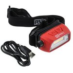 2198133, Headlamp, LED, Rechargeable, 350lm, 21m, IP67, Black / Red