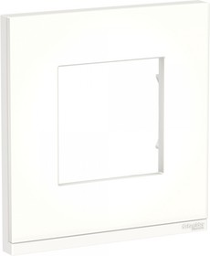 Фото 1/2 Schneider Electric Unica Pure Матовое стекло/Белая Рамка 1-ная горизонтальная