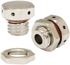 M10X1.5 Brass/ nut, Клапан выравнивания давления M10х1.5, 1 л/мин, IP67, -40…+125 °C, корпус - латунь никелированная, уплотнитель - резина