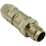 SS-12400-001, Circular Connector - Receptacle - Male Pins - Shell Size M12 - Threaded - Orientation X - Shielded - 0.5A per Con ...