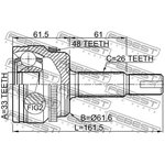 0110ASV50LA48, ШРУС наружный TOYOTA Camry (V50) комплект FEBEST