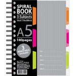 Тетрадь 140л,кл,А5,SPIRAL BOOK Серый,евроспир,обл. пласт,раздел.84109