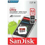 SDSQUAB-064G-GN6MN, Флеш карта microSD 64GB SanDisk microSDXC Class 10 Ultra ...