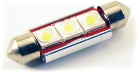 Фото 1/3 LED лампа (2 ШТ) C5W (39 мм) 3SMD (COB) CAN BUS WHITE, в подсветку салона (HT-07-3903)