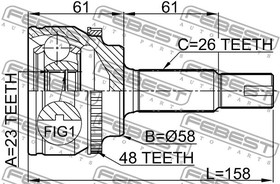 Фото 1/6 0110-ZZE120A48, 0110-ZZE120A48_ШРУС наружный к-кт!\ Toyota Corolla 1.4/1.6 02