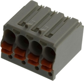 Фото 1/3 1-wire female connector, 4 pole, pitch 3.5 mm, 0.2-1.5 mm², AWG 24-14, straight, 10 A, 160 V, push-in, 2091-1124