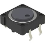SKHCBHA010, Switch Tactile N.O. SPST Flat Button PC Pins 0.05A 12VDC 2.55N Thru-Hole