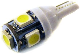 Фото 1/4 LED лампа (2 ШТ) W5W (T10) 5SMD (5050) WHITE в габариты, подсветка номера и дверей