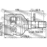 0111-SXM10LH, ШРУС TOYOTA COROLLA AE10#,CE10#,EE10# 1991.06-2002.06 [JP] ...