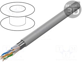 FPC-6004-SOL, Провод; F/UTP; 6; однопров; CCA; 4x2x24AWG; ПВХ; серый; 305м