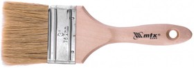 Фото 1/4 83056, Кисть плоская "Евро" 3", натуральная щетина, деревянная ручка