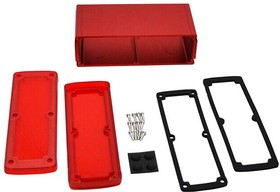 EXN-23363-RDP, Enclosures, Boxes, & Cases Extruded Aluminum Enclosure Red with Plastic Cover (2.4 X 7 X 3.5 In)