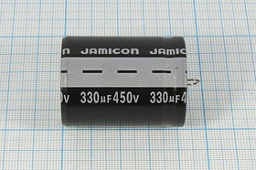 Фото 1/3 Конденсатор электролитический, емкость 330мкФ, 450В, размер 35x40, номинальное отклонение 20, +105C, алюминий, выводы 2P, HSW, JAMICON
